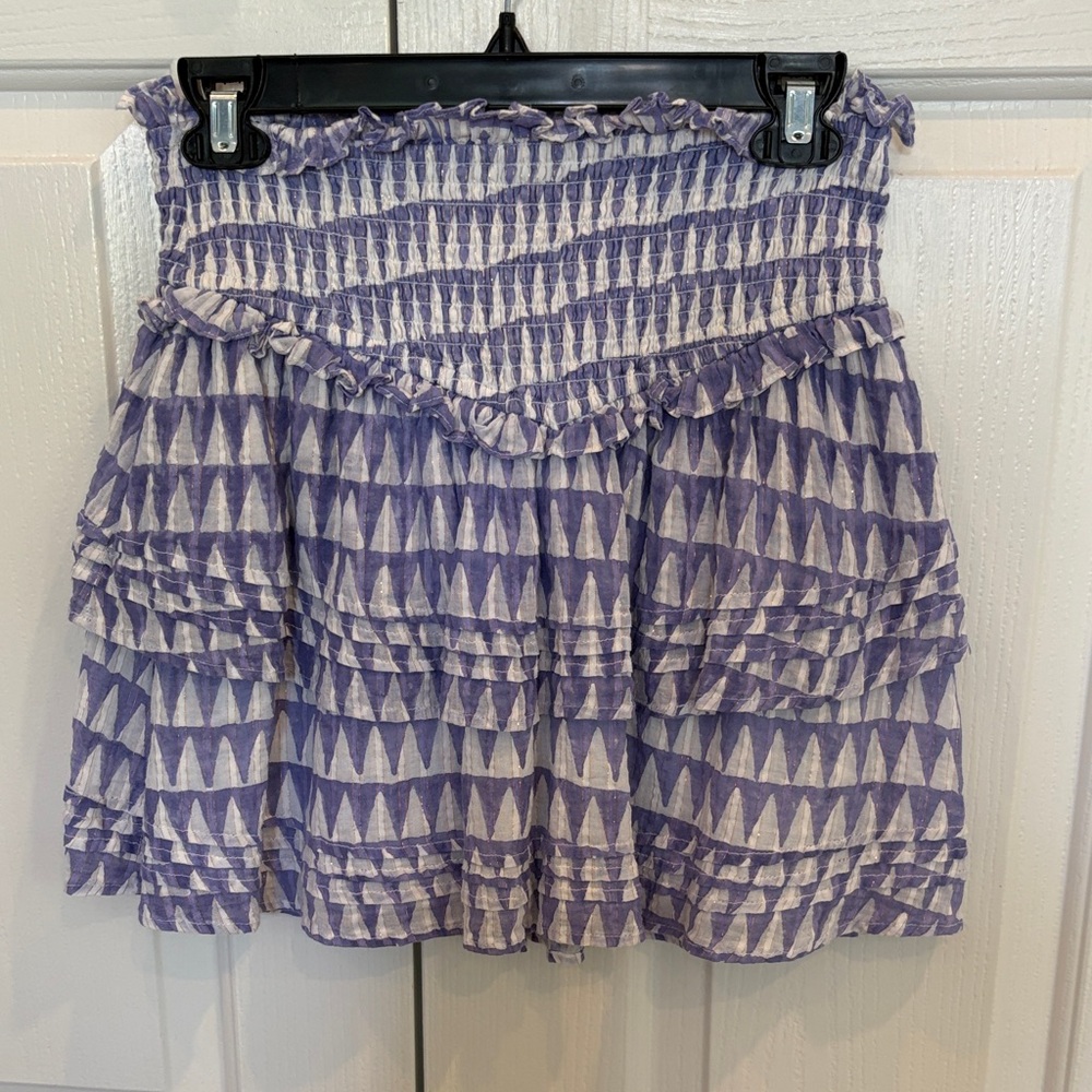 Cleobella Purple and White Ruffled Mini Skirt